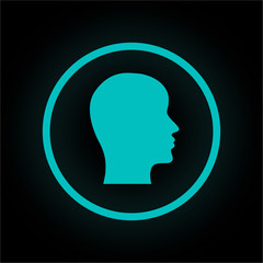 Neon Button rund - Kopf im Profil