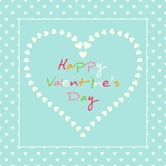 Valentines day background. Romantic pastel heart with colorful text pattern