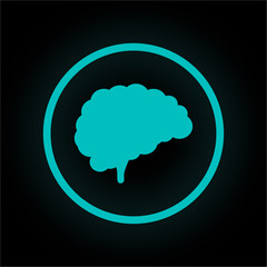 Neon Button rund - Gehirn