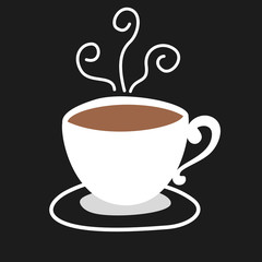 Tea cup drawing on black background