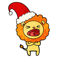 cartoon angry christmas lion