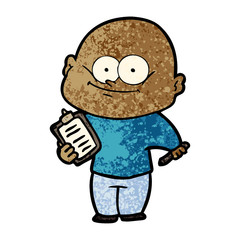 cartoon bald man staring