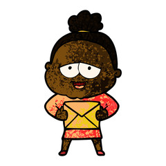 cartoon happy old lady