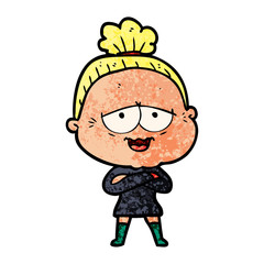 cartoon happy old lady