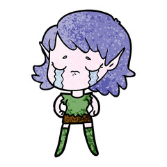 cartoon crying elf girl