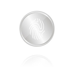 Obraz premium Fingerabdruck - Silber Münze mit Reflektion