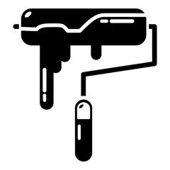 Paint roller icon, simple black style