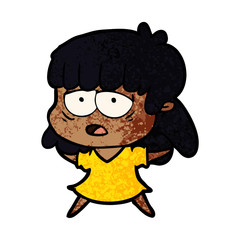 cartoon tired woman