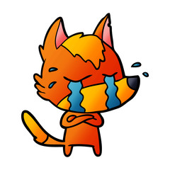 sad little fox cartoon character