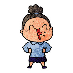 cartoon happy old woman