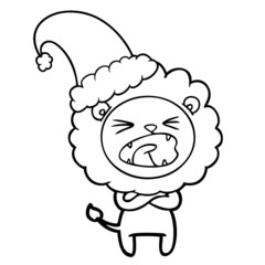 cartoon angry christmas lion
