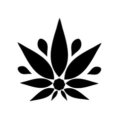 Cannabis black silhouette logo. Hemp icons. Sign T-shirts for design, creating corporate identity and promotional products.