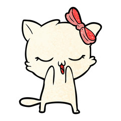 cartoon cat with bow on head