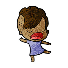 cartoon cool hipster girl talking