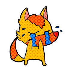 sad little fox cartoon character