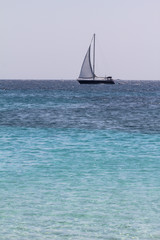 Fototapeta premium Sailboat in a open sea