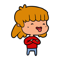 cartoon girl sticking out tongue