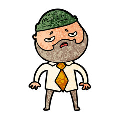 cartoon worried man with beard