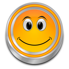 Button with smiling face - 3D illustration