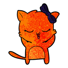 cartoon cat with bow on head