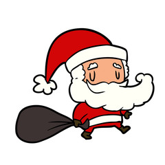 cartoon santa claus carrying sack of presents