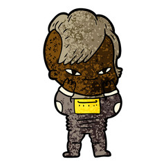 cute cartoon girl with hipster haircut