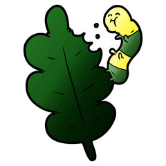 cartoon caterpillar munching leaf