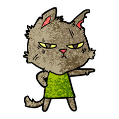 tough cartoon cat girl pointing