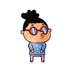 cartoon woman wearing glasses