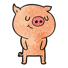 happy cartoon pig