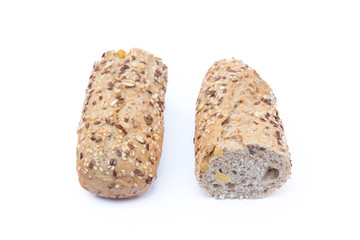 Whole grain bread isolated on a white background.