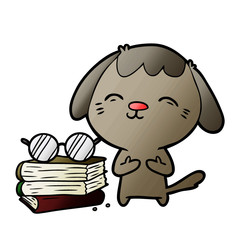 happy cartoon dog scholar