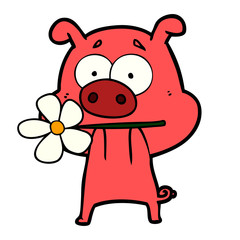 happy cartoon pig