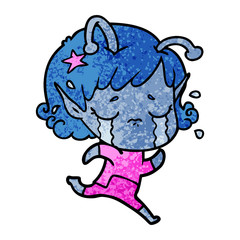 cartoon crying alien girl