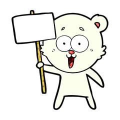 polar bear with protest sign cartoon