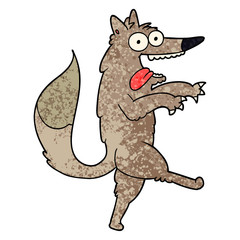 crazed cartoon wolf
