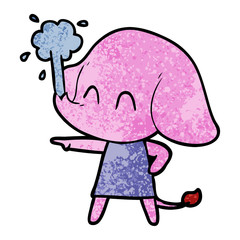 cute cartoon elephant spouting water