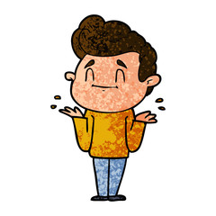 happy cartoon man shrugging