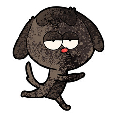 cartoon bored dog running