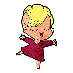 happy cartoon girl dancing
