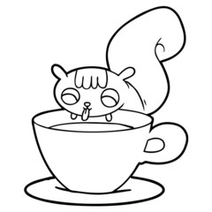 cartoon squirrel drinking tea