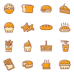 Cake bakery icon set. Contains such Icons as Pancake, Ice Cream Bowl, etc.