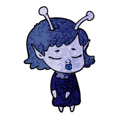 cute alien girl cartoon