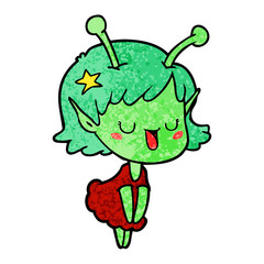 happy alien girl cartoon