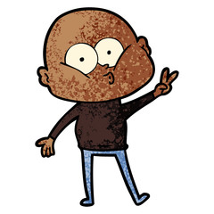cartoon bald man staring