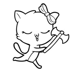 cartoon cat with bow on head