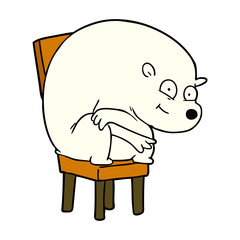 happy polar bear on chair