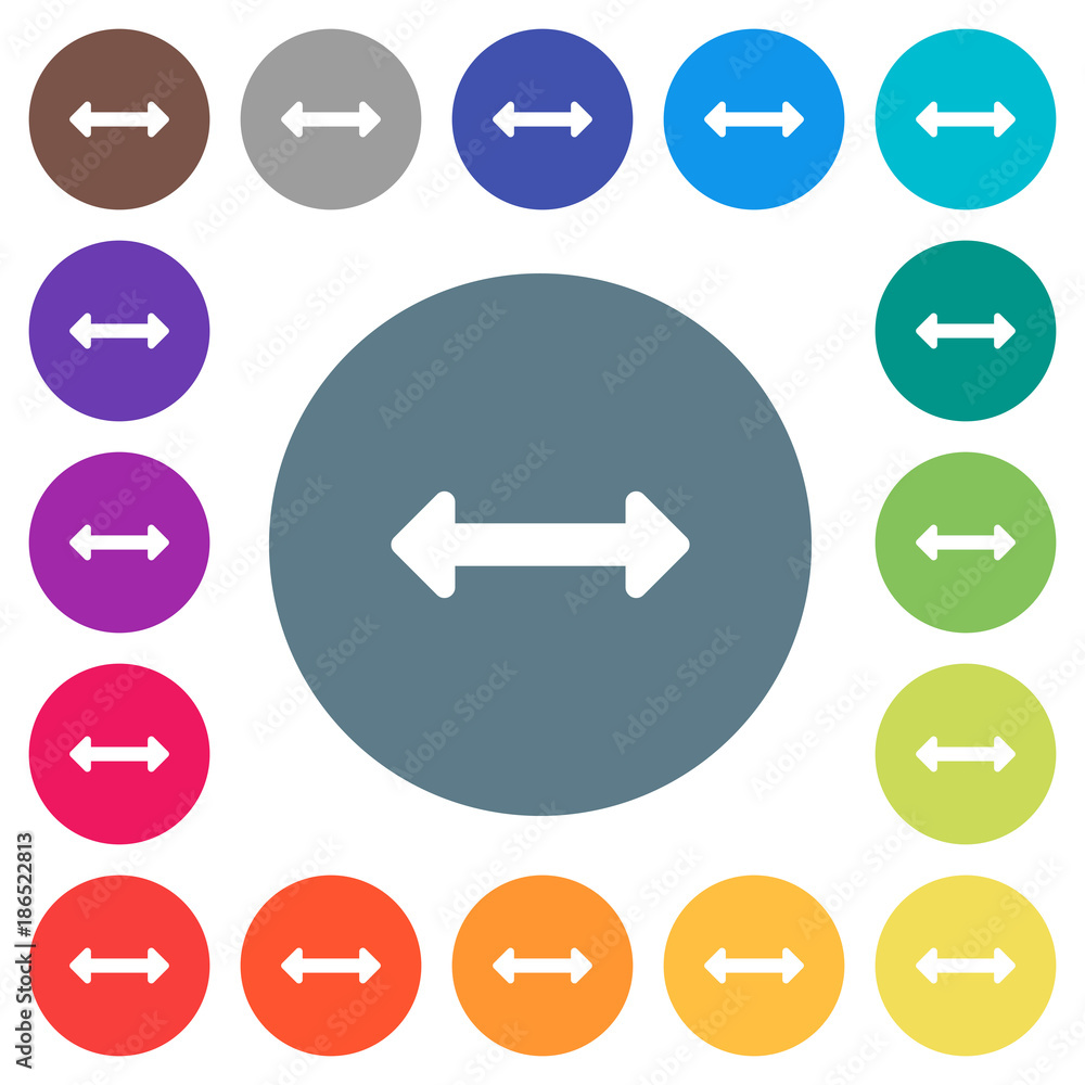 Poster resize horizontal flat white icons on round color backgrounds