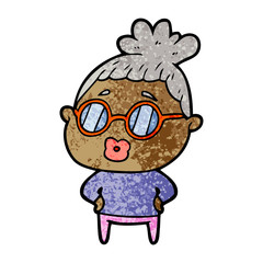 cartoon librarian woman wearing spectacles