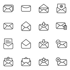 Set of icon for email and message. Simple set of mail related icons collection
